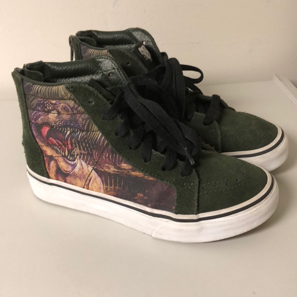 Vans Green Suede Dinosaur T Rex  Boy Youth Sz 3